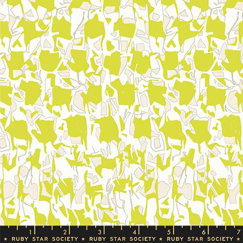 Memento Explore Geometric Abstract Altitude Citron White Carolyn Friedlander Ruby Star Society Moda Cotton Fabric MD-RS8001-12