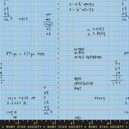 Memento Ledger Geometric Letters Stripe Water Blue Carolyn Friedlander Ruby Star Society Moda Cotton Fabric MD-RS8003-17