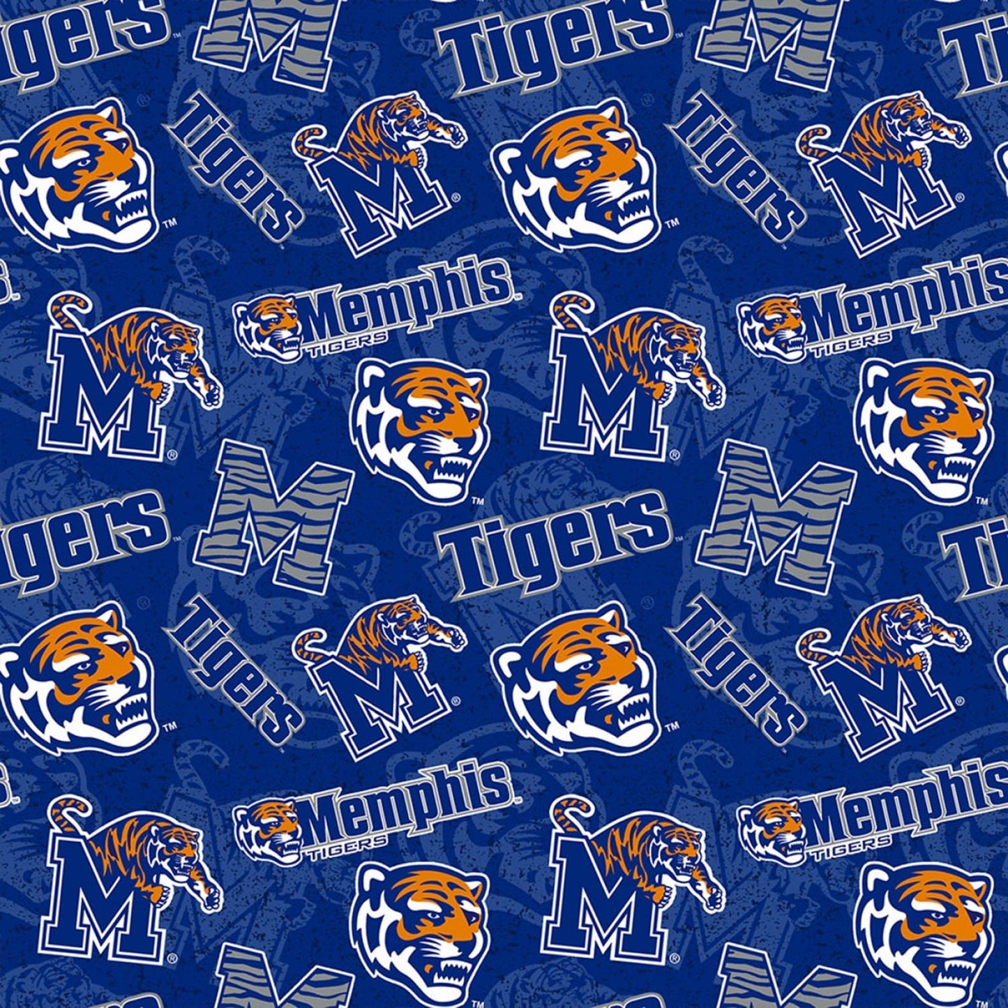 Memphis Tigers NCAA College Tone on Tone Sykel Cotton Fabric