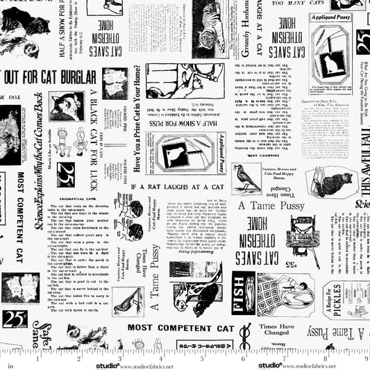 Meow Mix Cat Ads Off White Timna Tarr Studio E Cotton Fabric SE-8956-01