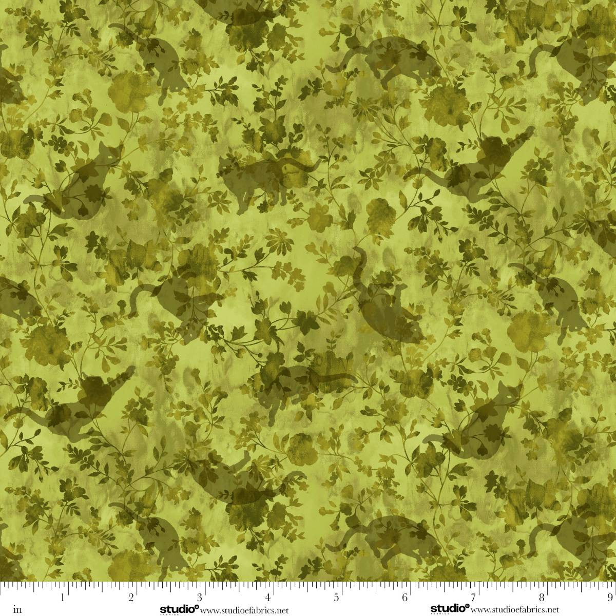 Meow Mix Cat Texture Lime Green Timna Tarr Studio E Cotton Fabric SE-8957-64