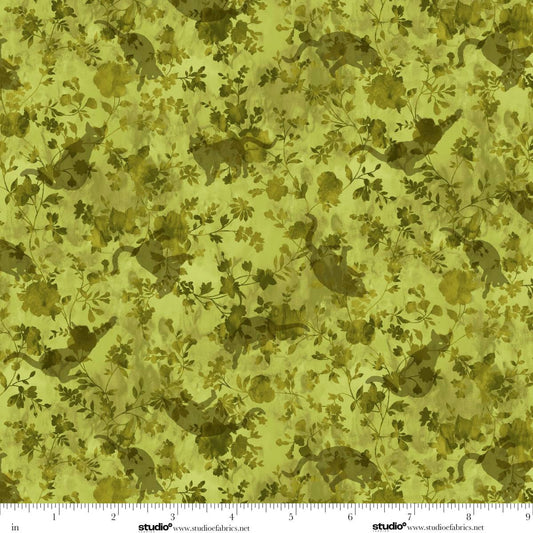 Meow Mix Cat Texture Lime Green Timna Tarr Studio E Cotton Fabric SE-8957-64