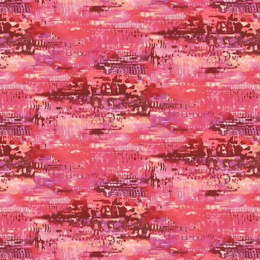 Meow Mix Cats Thick Paint Red Pink Timna Tarr Studio E Cotton Fabric SE-8959-82