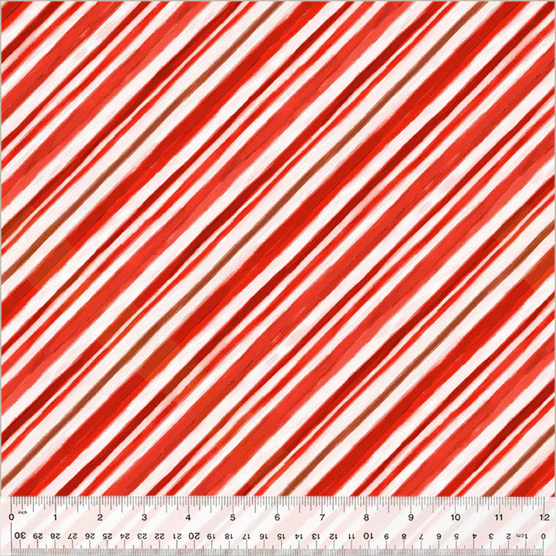 Meowy Christmas Stripe Candy Cane Kim Haskins Windham Fabrics Cotton Fabric WF-54488-7
