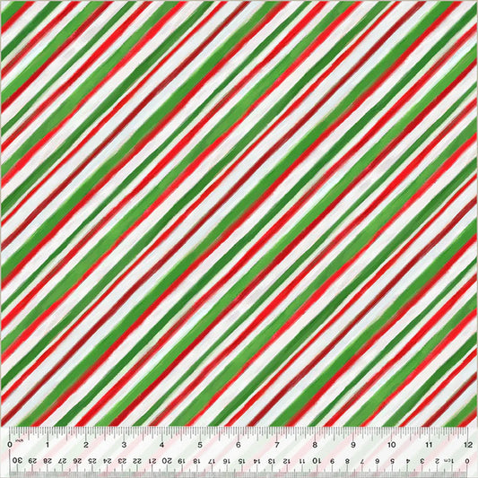 Meowy Christmas Stripe Wrapping Paper Multi Kim Haskins Windham Fabrics Cotton Fabric WF-54488-6