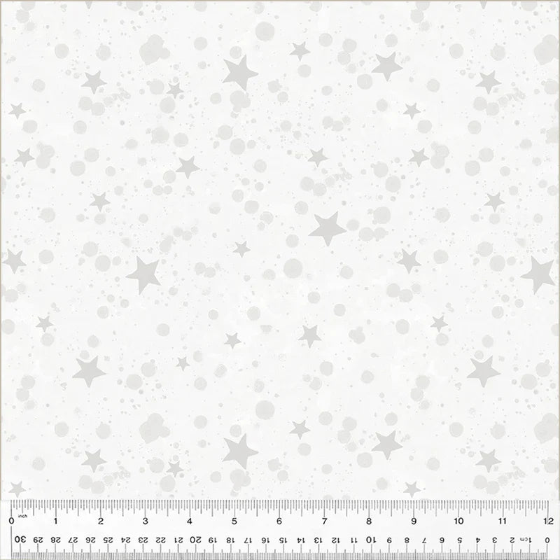 Meowy Christmas Twinkle White Kim Haskins Windham Fabrics Cotton Fabric WF-54487-1