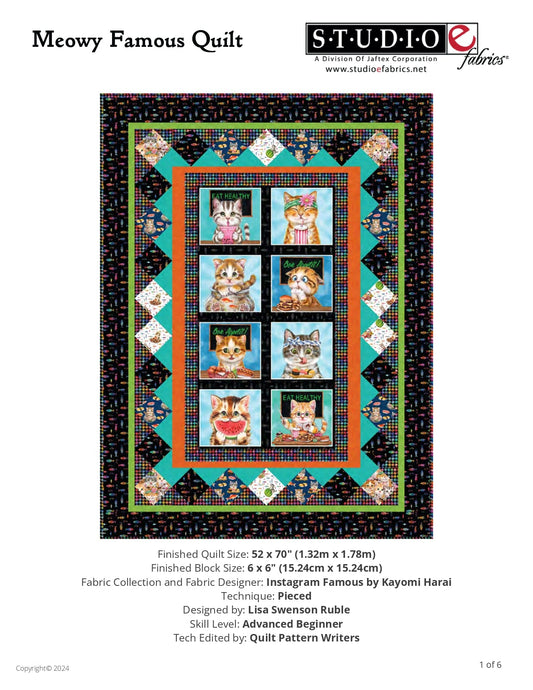 Free Pattern-Instagram Famous Meowy Famous Quilt Studio E