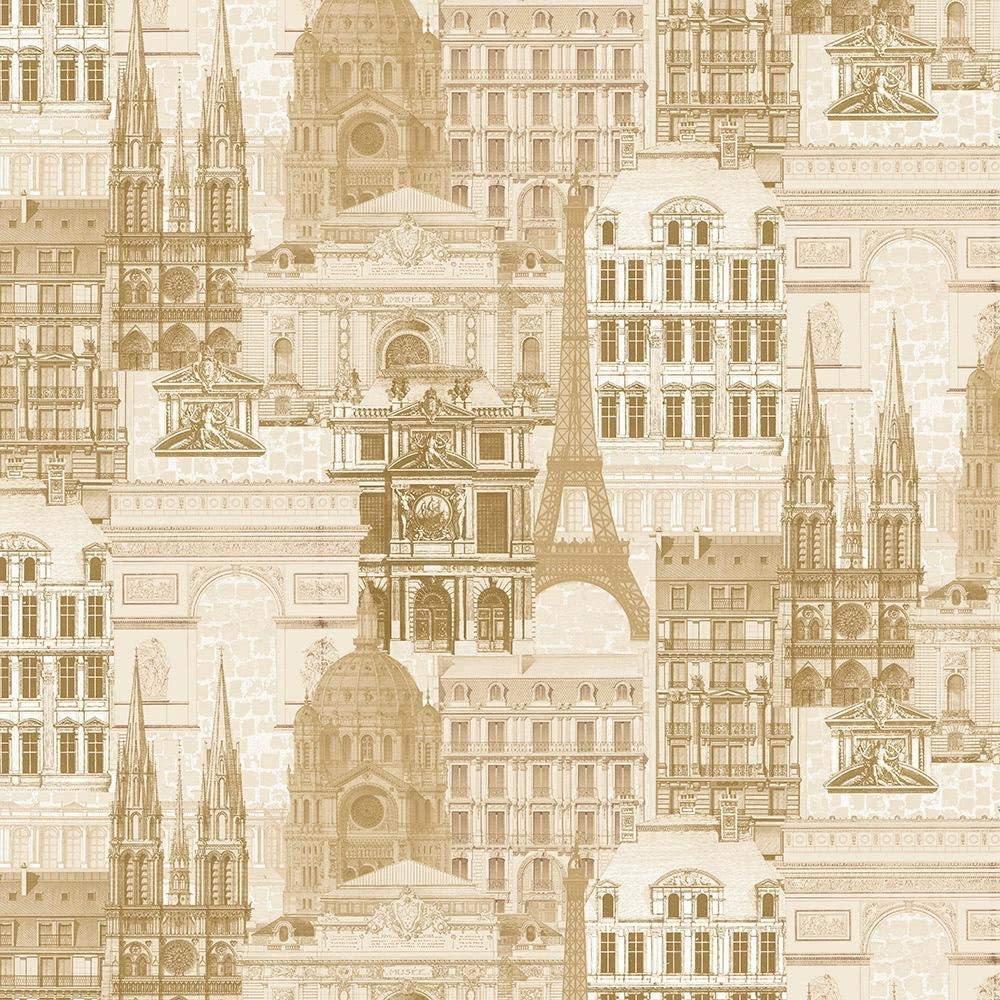 Merci Paris Architecture Cafe White Whistler Studios Windham Cotton Fabric