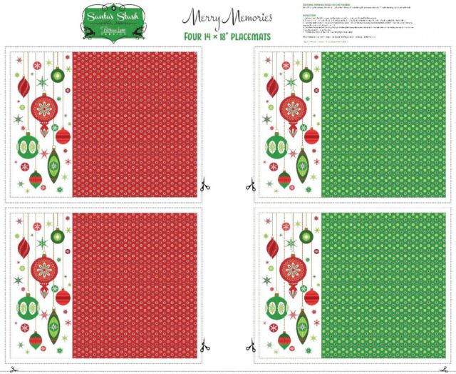 Merry Memories Placemats Panel 14"x18" placemats Patrick Lose Northcott Cotton Fabric