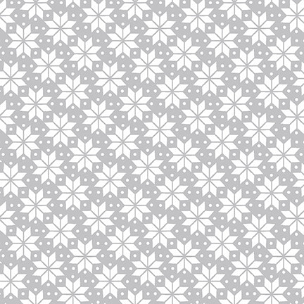 Merry Town Snowflakes Tossed Gray Sharla Fults Studio E Cotton Fabric