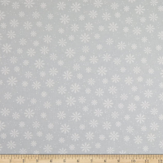 Merry Town Snowflakes Tossed Gray Sharla Fults Studio E Cotton Fabric