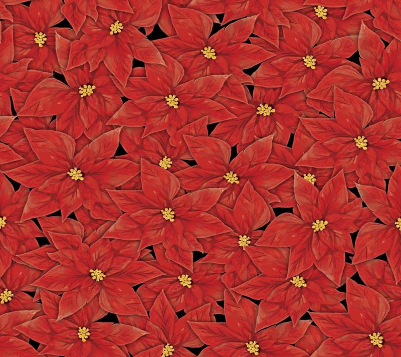 Merry & Bright Packed Poinsettias Quilter's Palette Fabric Editions Cotton Fabric