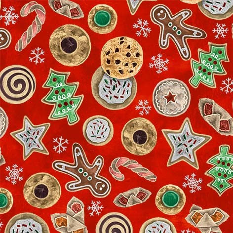 Merry Little Christmas Cookies Red Lily & Val Michael Miller Cotton Fabric MM-DDC12322-REDX-D