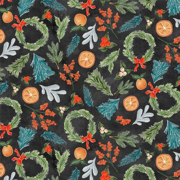Merry Little Christmas Holiday Decor Black Lily & Val Michael Miller Cotton Fabric MM-DDC12328-BLAC-D