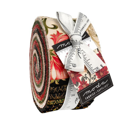 Merry Manor Metallic 2025 2.5" Strips Jelly Roll 40pcs Moda Fabrics Cotton Fabric MD-33860JRM