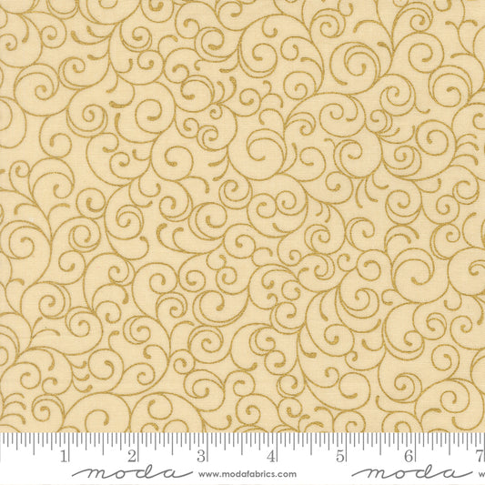 Merry Manor Metallic 2025 Swirl Blenders Cream Moda Fabrics Cotton Fabric MD-33865-11M