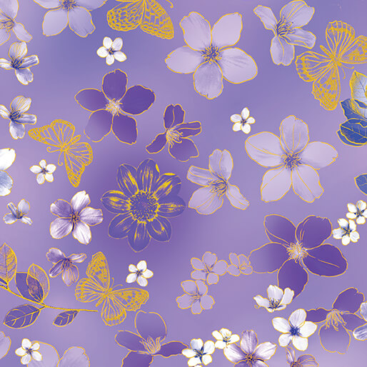 Metallic Impressions Etherial Field Violet Kanvas Studios Benartex Cotton Fabric BE-14063M-64