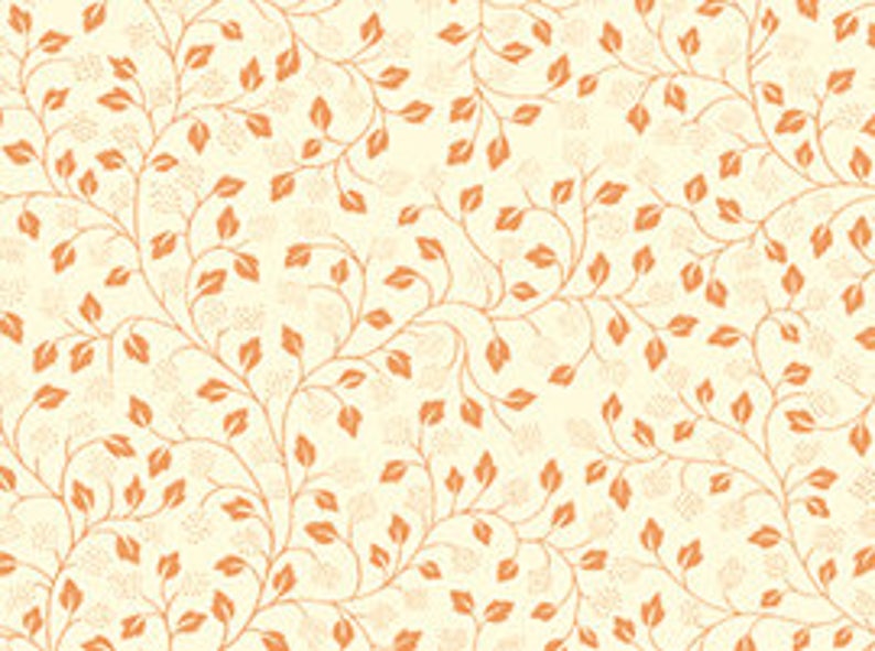 Metals Leaf Vine Cream and Copper Blender Metallic Quilting Treasures Cotton Fabric