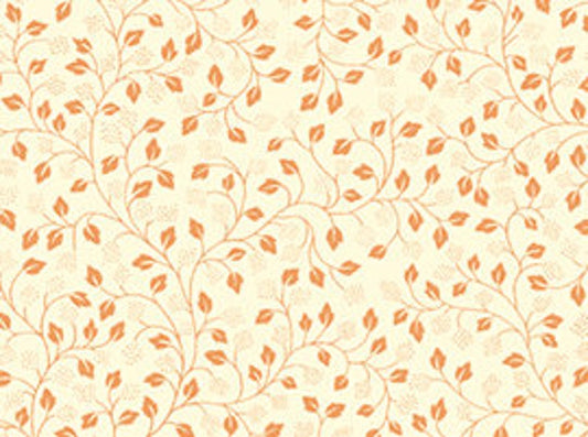 Metals Leaf Vine Cream and Copper Blender Metallic Quilting Treasures Cotton Fabric