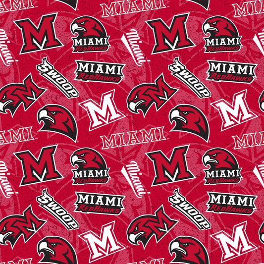 Miami RedHawks Ohio NCAA College Tone on Tone Sykel Enterprises 43-44 inches wide Cotton Fabric MOH-1178