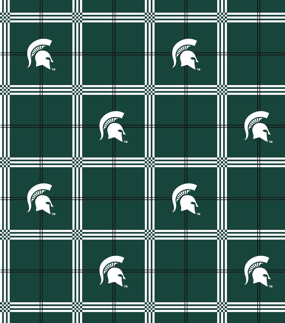 Michigan State Spartans NCAA College Plaid Sykel FLANNEL Cotton Fabric