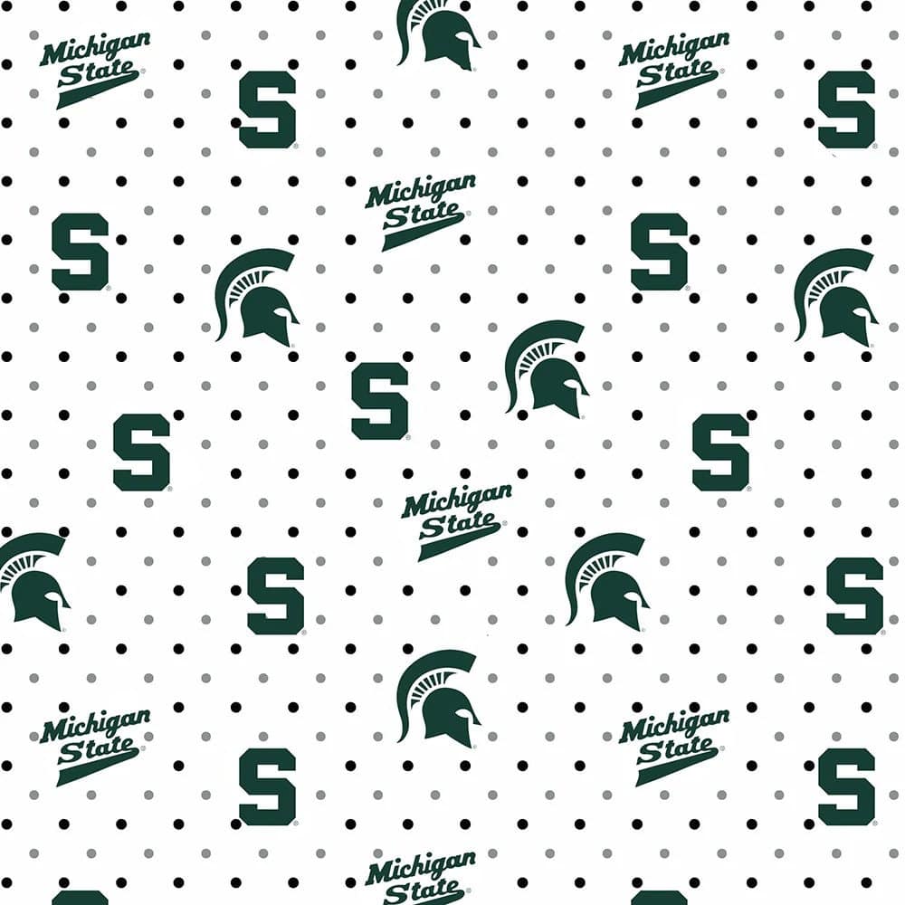 Michigan State NCAA College Pin Dot Sykel Cotton Fabric