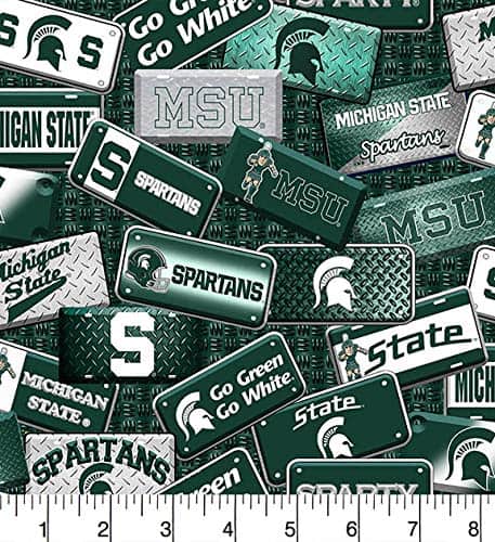 Michigan State Spartans NCAA College License Plate Sykel Cotton Fabric