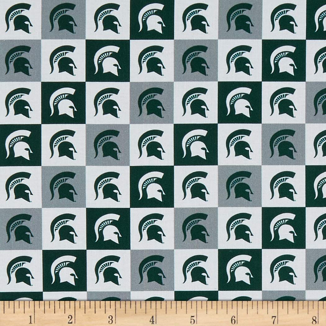 Michigan State Spartans NCAA Collegiate Check Sykel Cotton Fabric