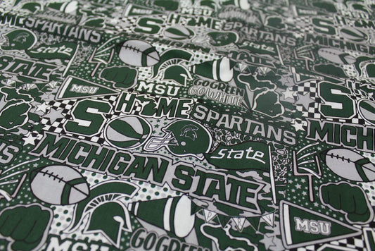 Michigan State Spartans NCAA College Pop Art Sykel Cotton Fabric