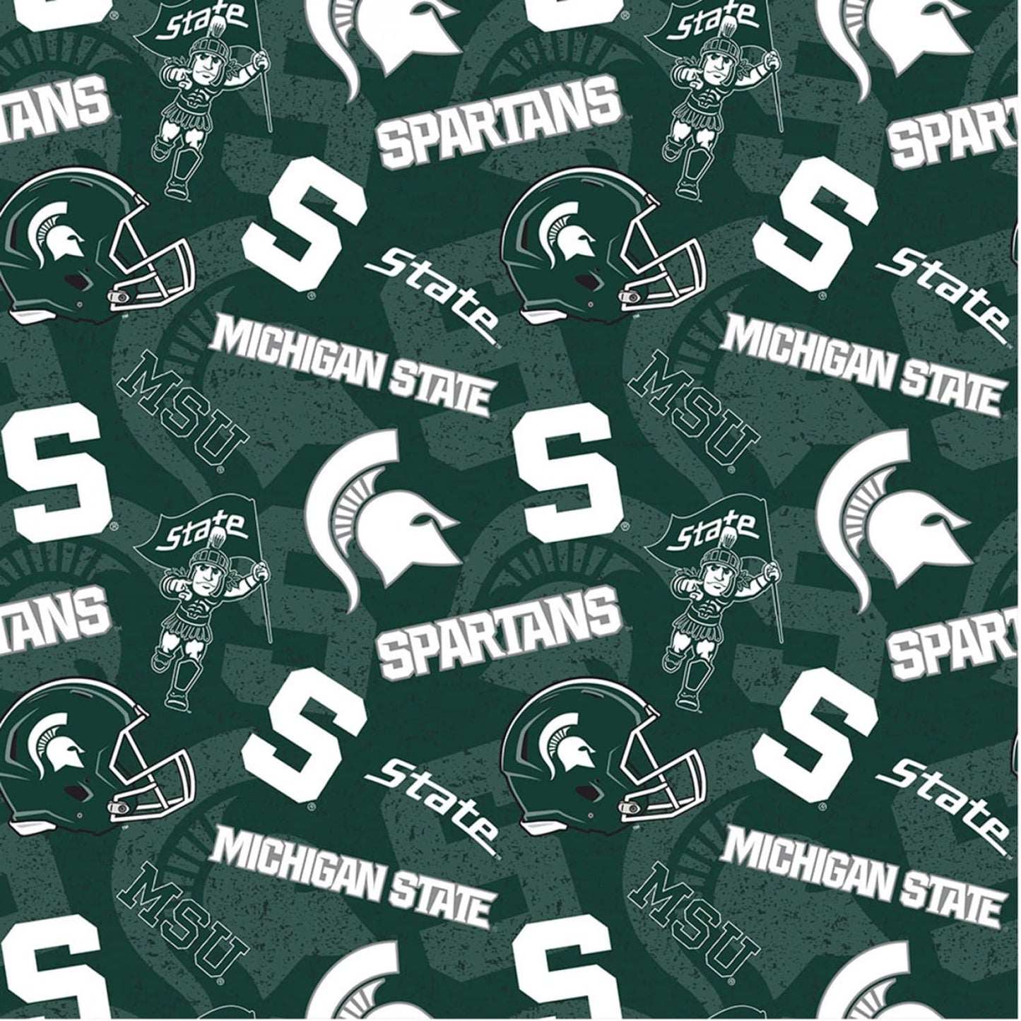 Michigan State Spartans NCAA College Tone on Tone Sykel Cotton Fabric