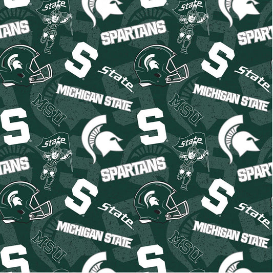 Michigan State Spartans NCAA College Tone on Tone Sykel Cotton Fabric