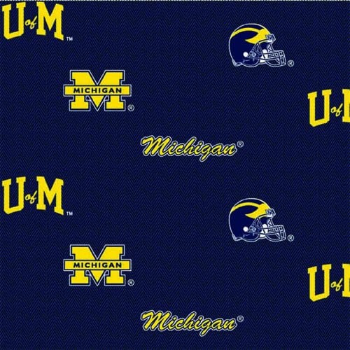 Michigan University Wolverines NCAA College Allover Herringbone Sykel Cotton Fabric