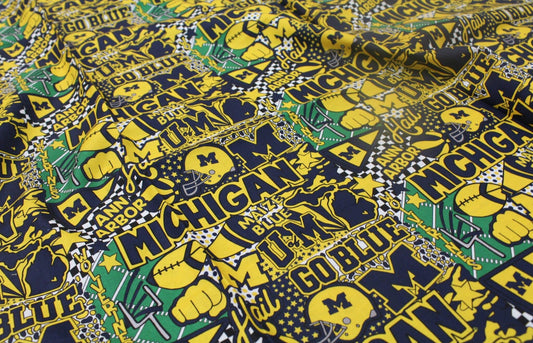 Michigan University Wolverines NCAA College Pop Art Sykel Cotton Fabric