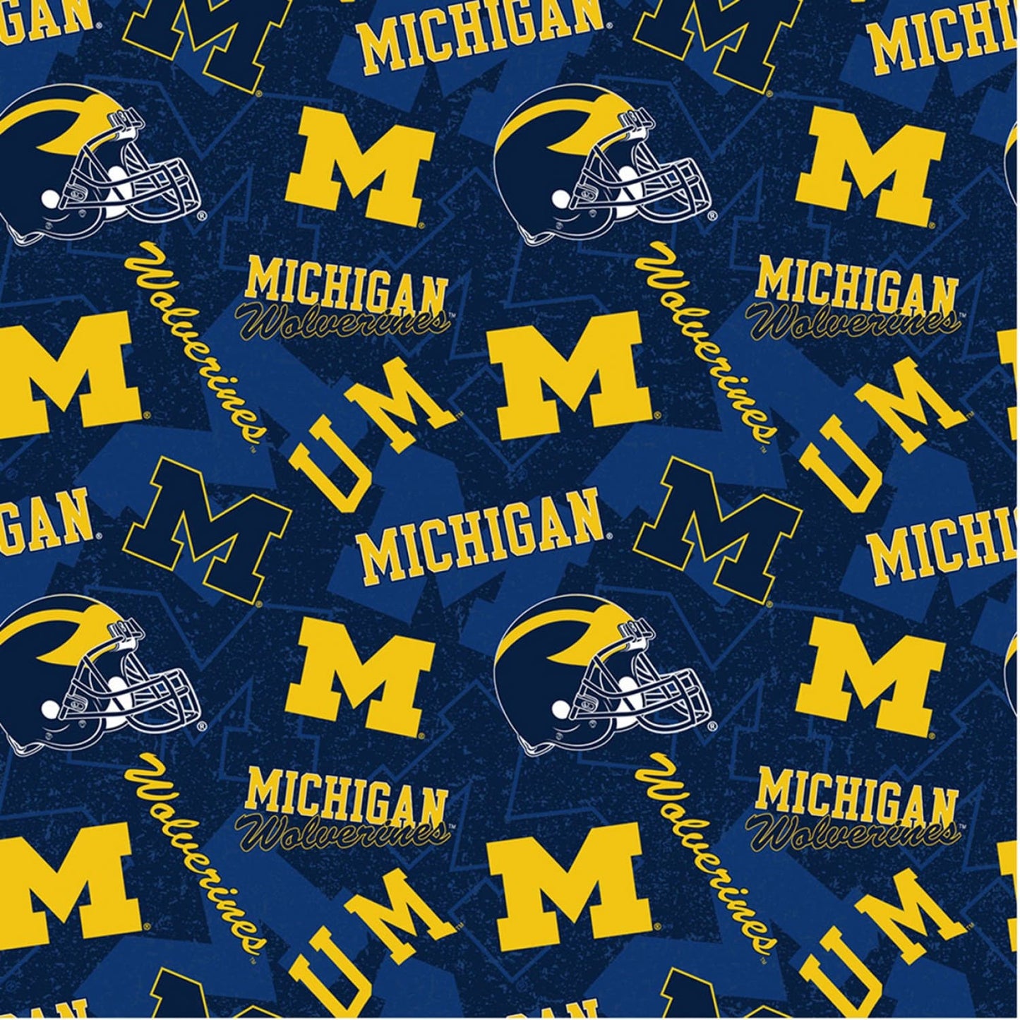 Michigan University Wolverines NCAA College Tone on Tone Sykel Cotton Fabric