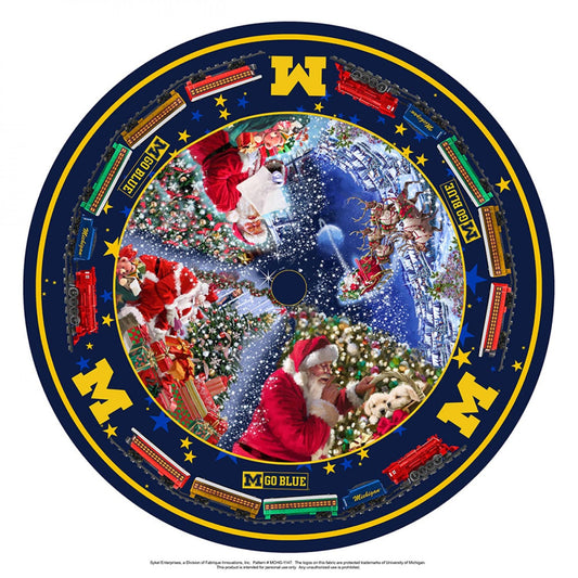 Michigan Wolverines Christmas Felt Tree Skirt 46-1/4" x 46-1/4"round