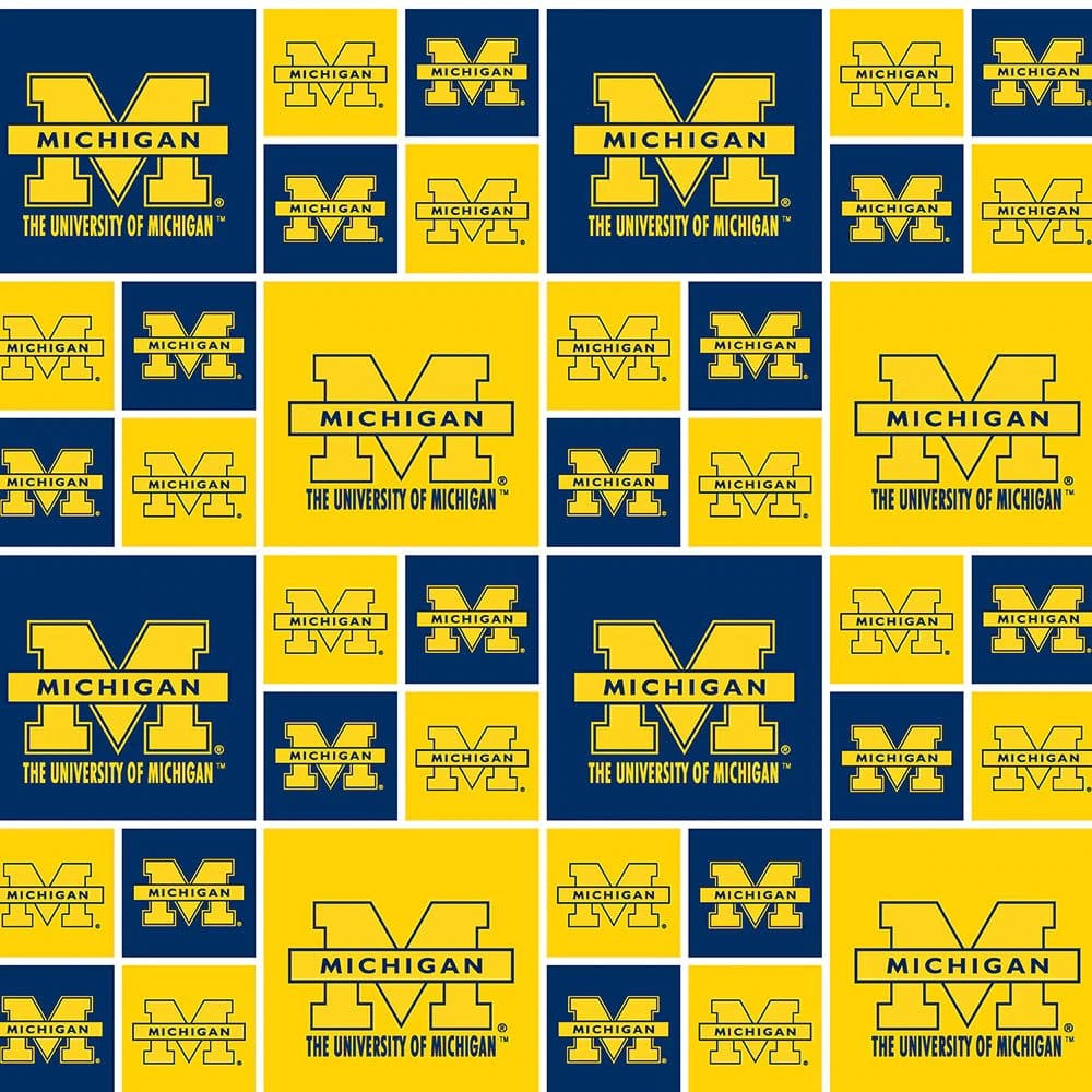 Michigan Wolverines NCAA College Box Sykel Cotton Fabric