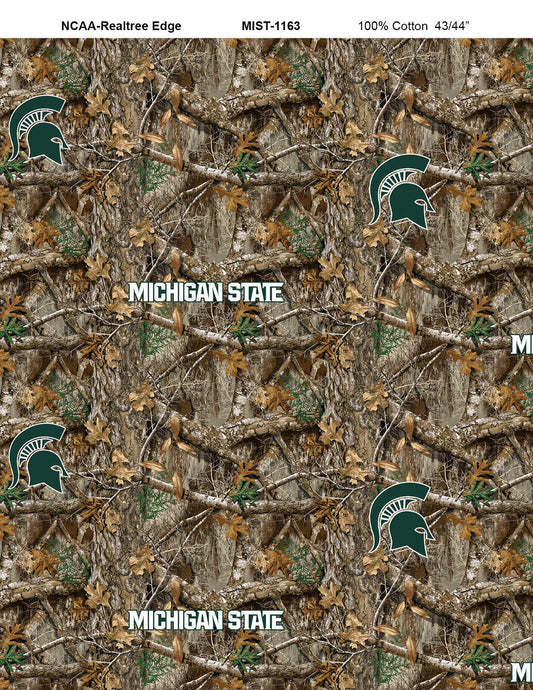 Michigan State Spartans NCAA College Realtree Camo Sykel Enterprises Cotton Fabric SYK-MIST-1163