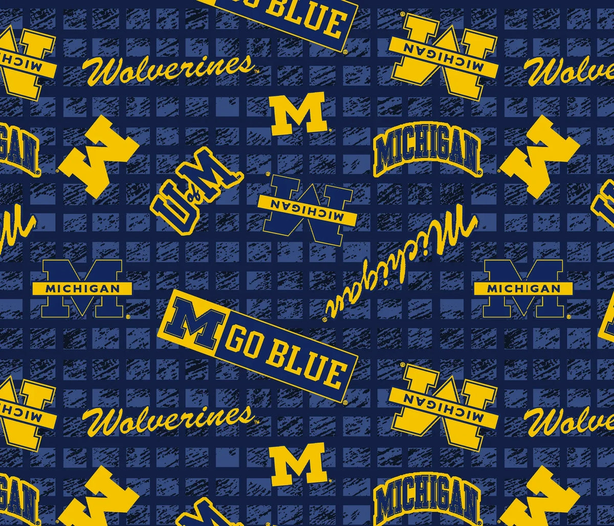 Michigan Wolverines NCAA College 108" Wide back Allover Sykel Enterprises Cotton Fabric MCHG-1395