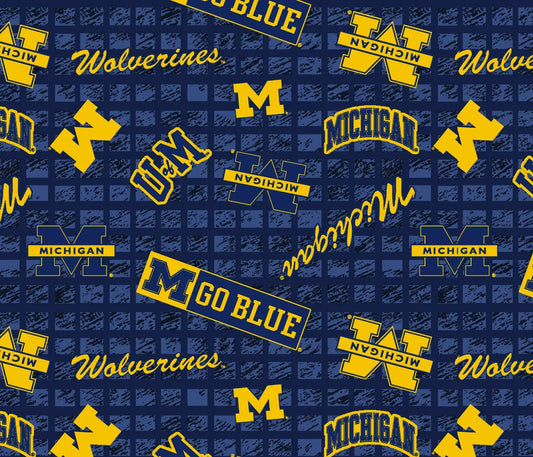 Michigan Wolverines NCAA College 108" Wide back Allover Sykel Enterprises Cotton Fabric MCHG-1395