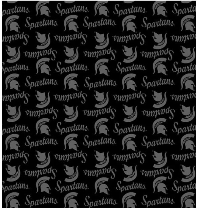 Michigan State Spartans NCAA College Black on Black Mini Pigment Print Sykel Enterprises Cotton Fabric MIST-1393-BL