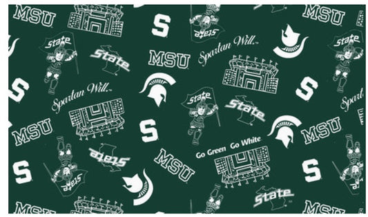 Michigan State Spartans NCAA College Mini Stadium Logo Sykel Enterprises Cotton Fabric MIST-1389