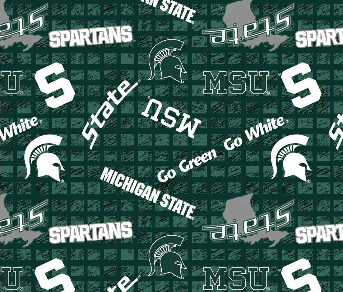 Michigan State Spartans NCAA College 108" Wide back Allover Sykel Enterprises Cotton Fabric MIST-1395
