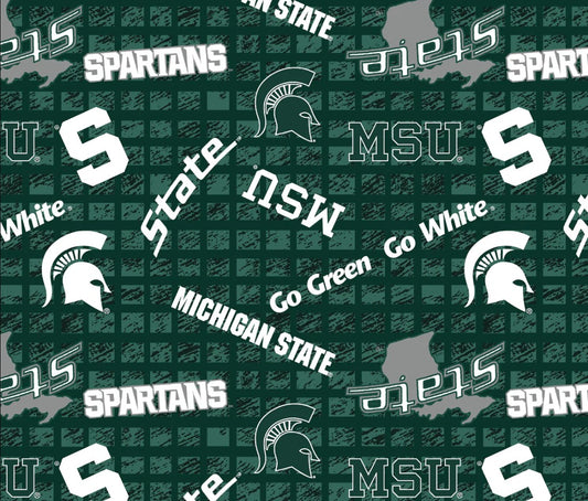 Michigan State Spartans NCAA College 108" Wide back Allover Sykel Enterprises Cotton Fabric MIST-1395