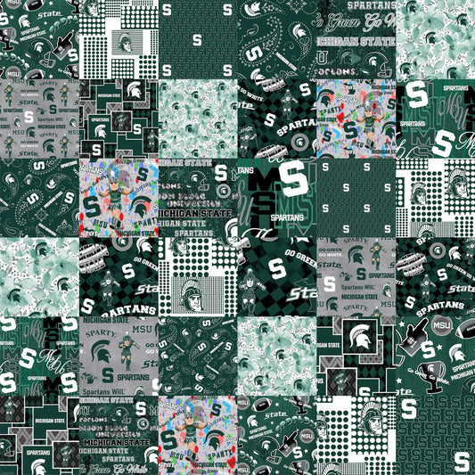 Michigan State Spartans NCAA College Cheater Quilt Allover 60" Sykel Cotton Fabric