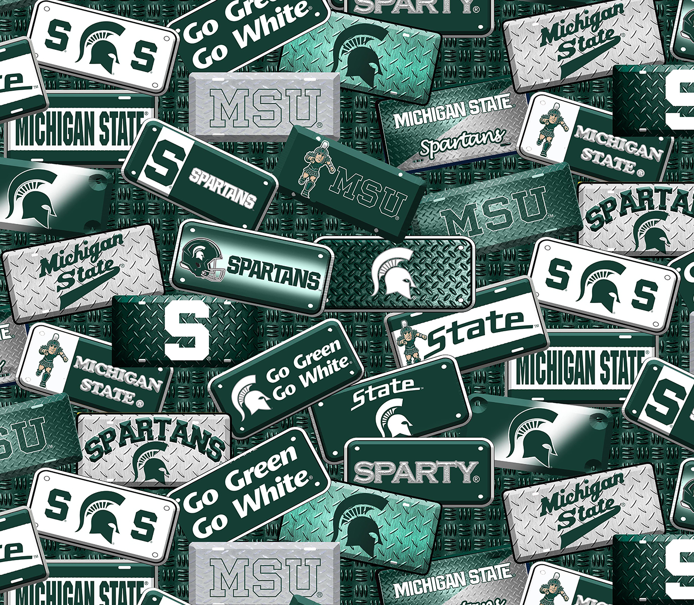 Michigan State Spartans NCAA College License Plate Sykel Enterprises Polyester Minky Fabric MIST-1237