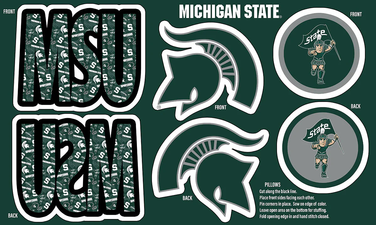 Michigan State Spartans NCAA Collegiate Pillow Project 36 x 60 inches Sykel Polyester Minky Fabric