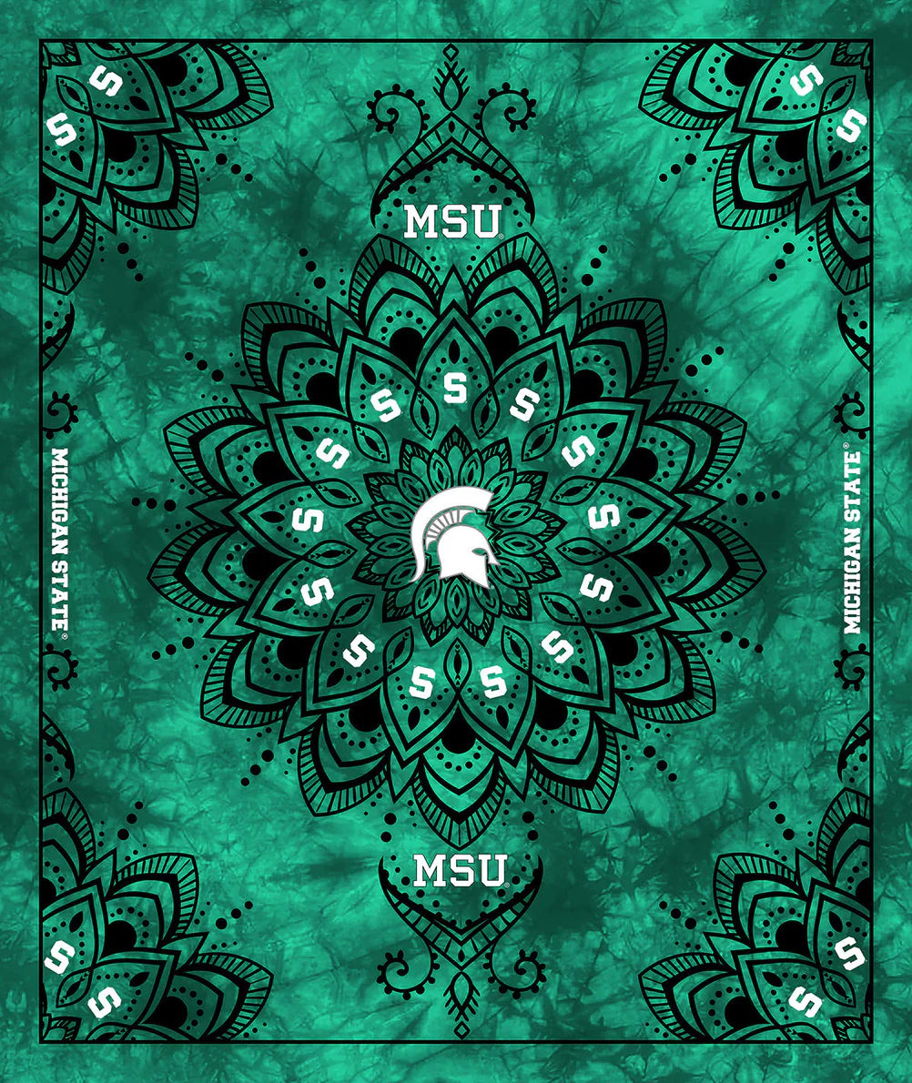 Michigan State Spartans NCAA Collegiate Tapestry Finished Panel 48"x56" Green Sykel Polyester Minky Fabric SYK-MIST-1360