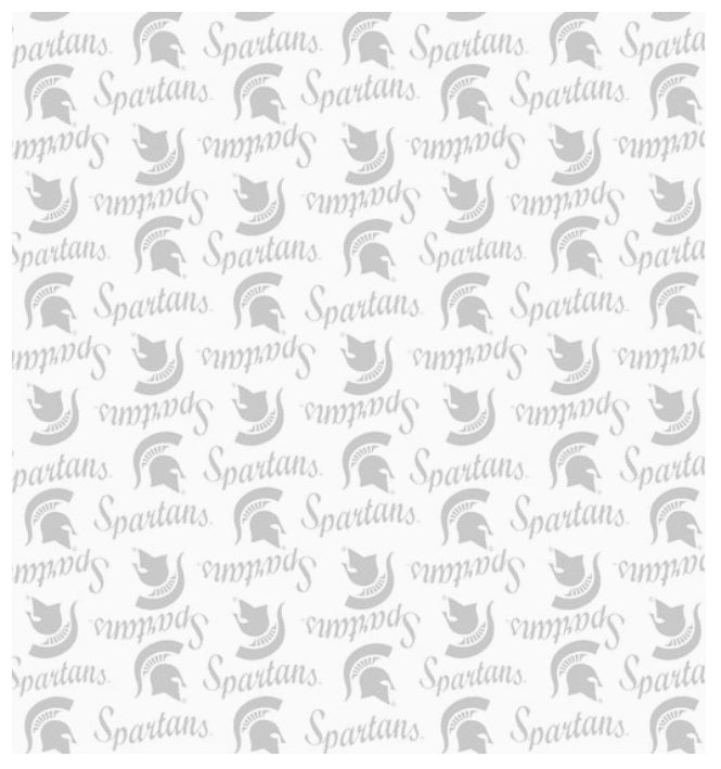 Michigan State Spartans NCAA College White on White Mini Pigment Print Sykel Enterprises Cotton Fabric MIST-1393-W
