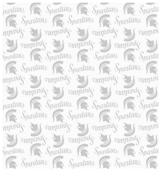 Michigan State Spartans NCAA College White on White Mini Pigment Print Sykel Enterprises Cotton Fabric MIST-1393-W