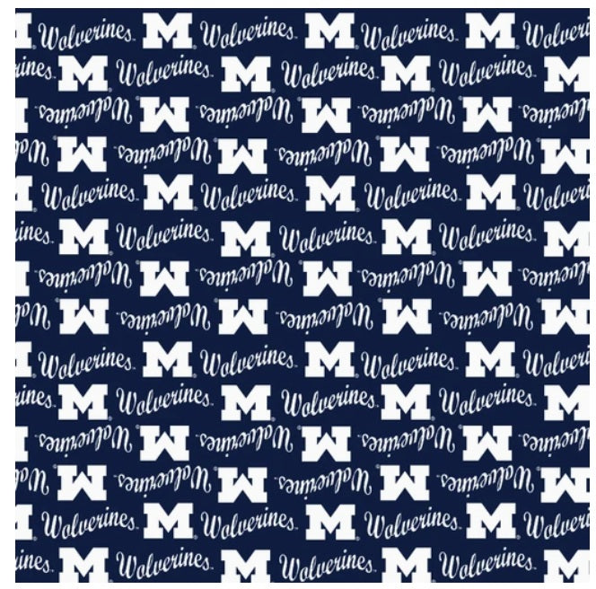 Michigan Wolverines NCAA College Mini Packed Logo Sykel Enteprises Cotton Fabric MCHG-1390